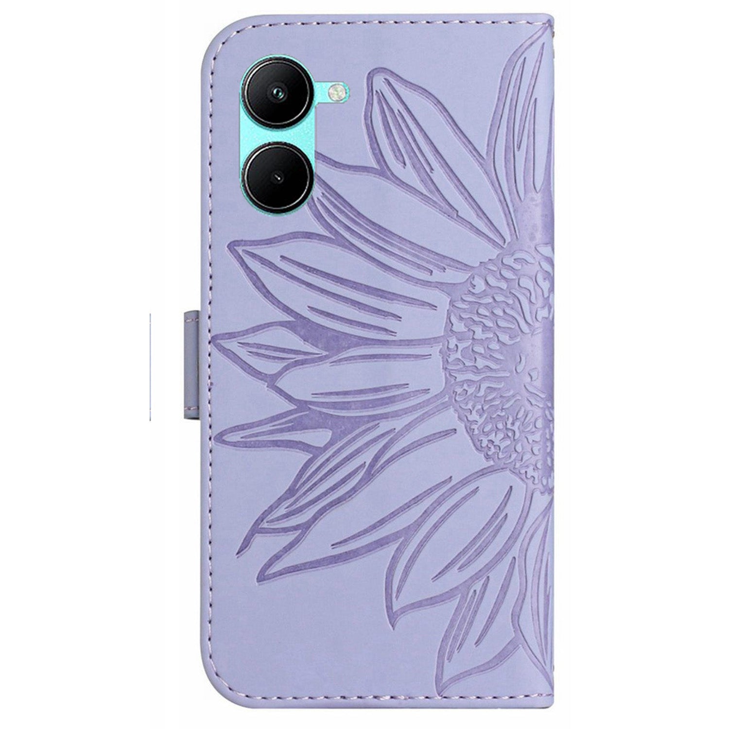 HT04 For vivo Y03 Wallet Case Sunflower Leather Stand Phone Cover with Wrist Strap