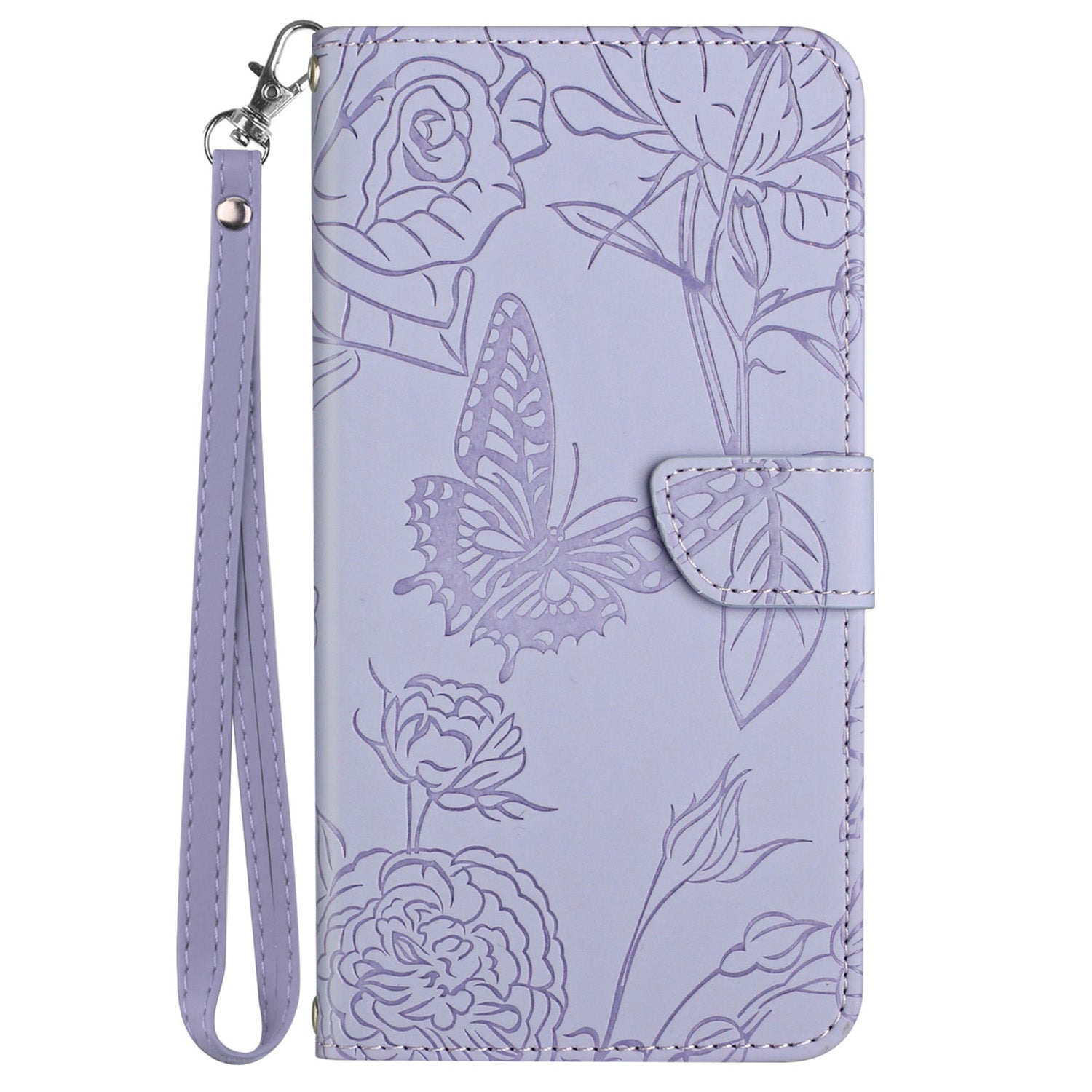 HT03 For vivo Y03 Leather Case Butterfly Flower Phone Wallet Cover with Hand Strap