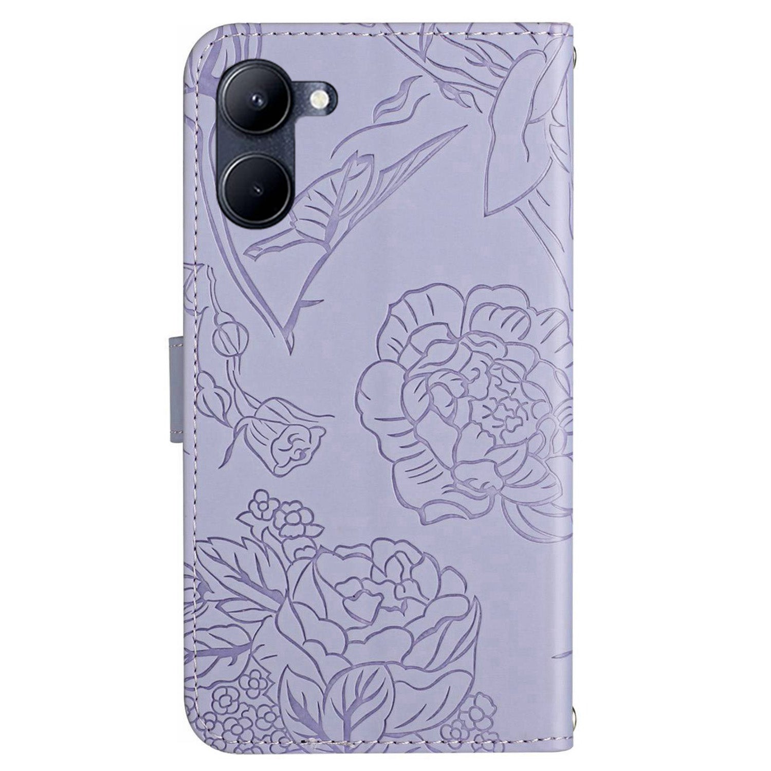 HT03 For vivo Y03 Leather Case Butterfly Flower Phone Wallet Cover with Hand Strap