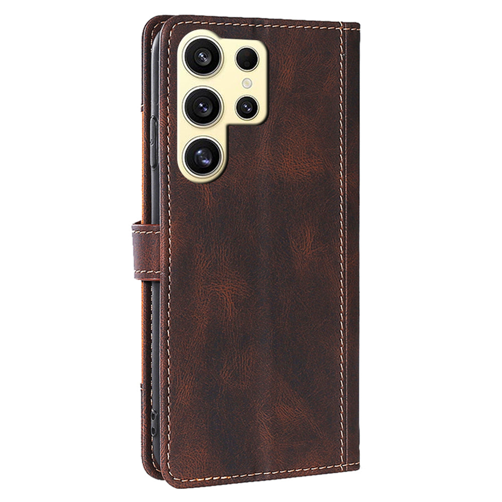 For Samsung Galaxy S24 Ultra Case Scratch-proof Straw Hat Pattern Stand Phone Leather Cover