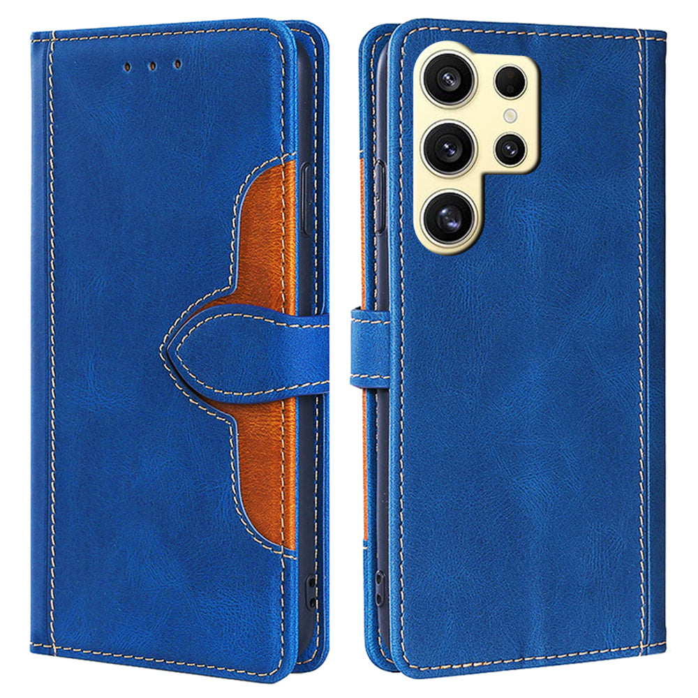 For Samsung Galaxy S24 Ultra Case Scratch-proof Straw Hat Pattern Stand Phone Leather Cover