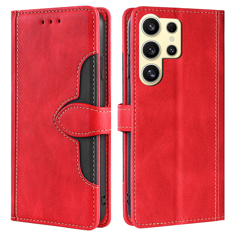 For Samsung Galaxy S24 Ultra Case Scratch-proof Straw Hat Pattern Stand Phone Leather Cover