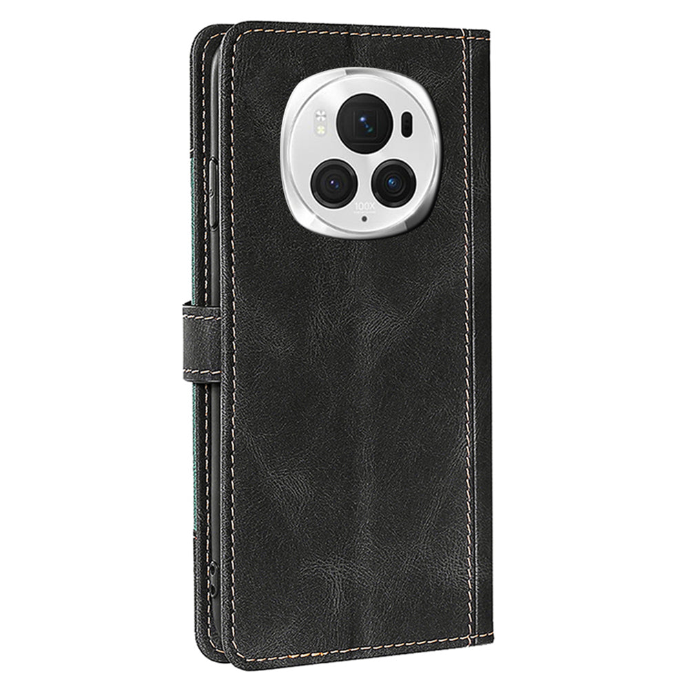 For Honor Magic6 Pro 5G Cell Phone Case Straw Hat Pattern Stand Wallet Leather Cover