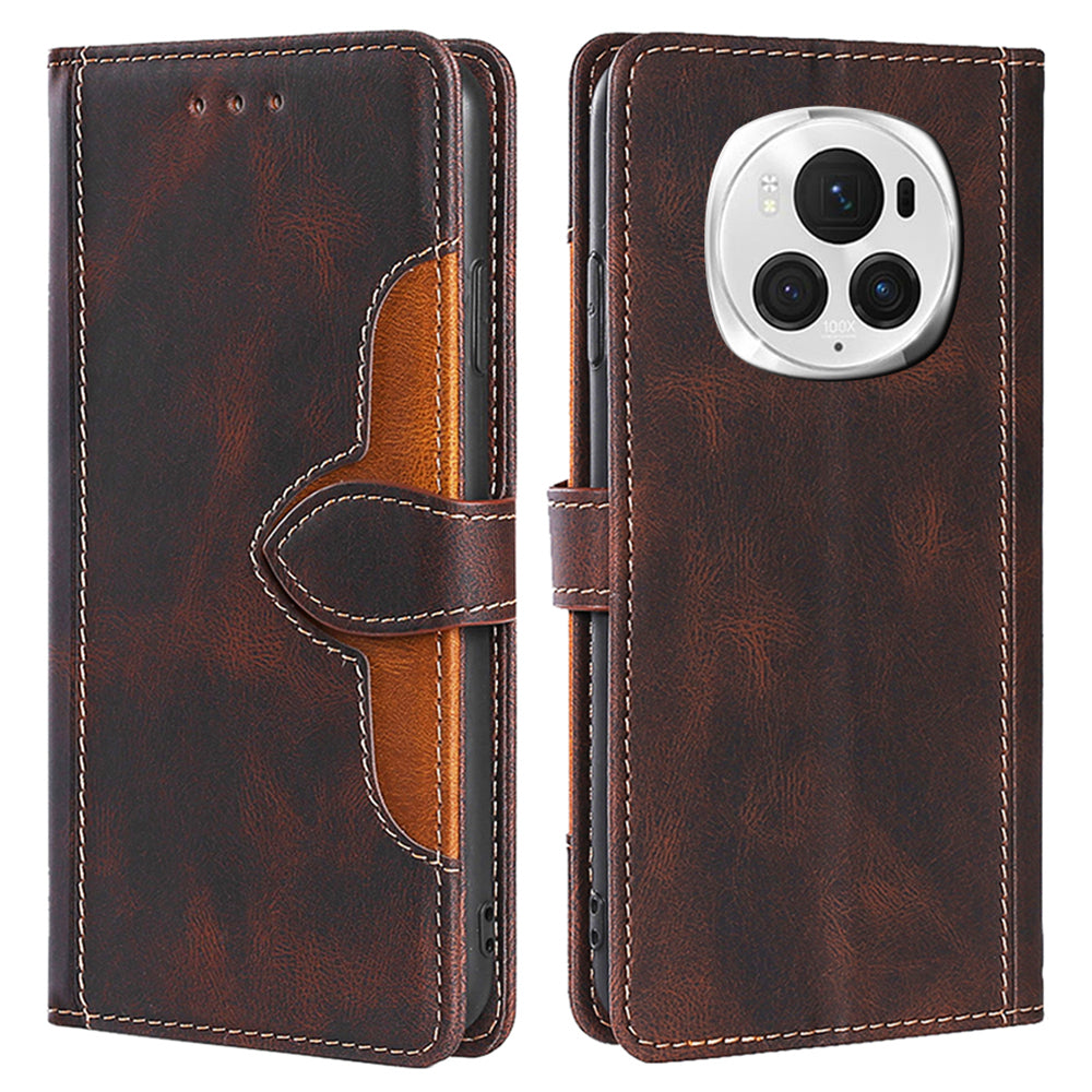 For Honor Magic6 Pro 5G Cell Phone Case Straw Hat Pattern Stand Wallet Leather Cover