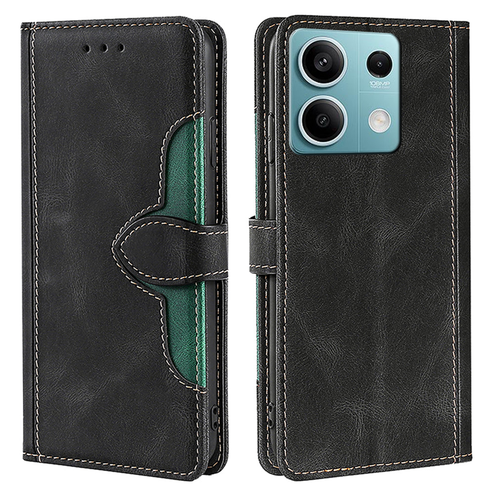 For Xiaomi Redmi Note 13 4G Wallet Case Leather Phone Cover Straw Hat Pattern