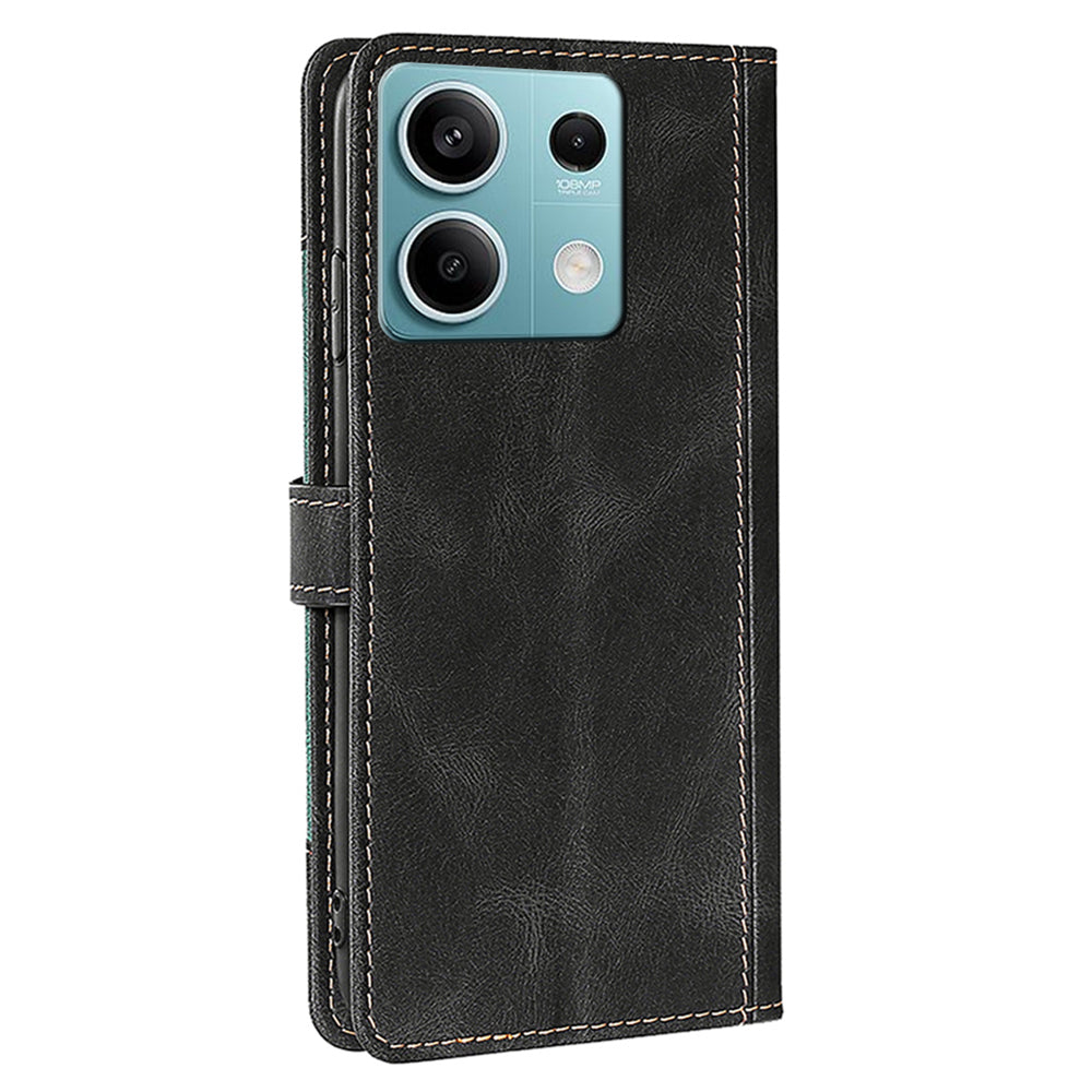 For Xiaomi Redmi Note 13 4G Wallet Case Leather Phone Cover Straw Hat Pattern