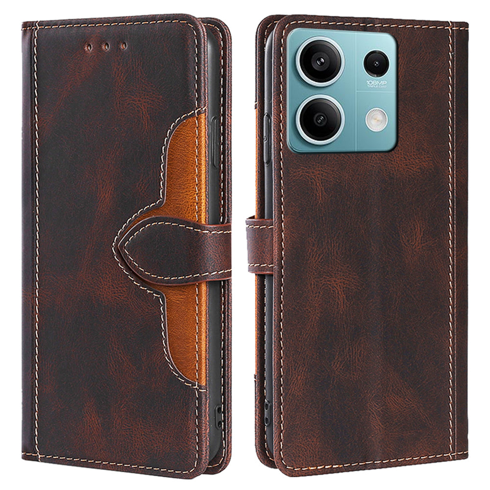 For Xiaomi Redmi Note 13 4G Wallet Case Leather Phone Cover Straw Hat Pattern