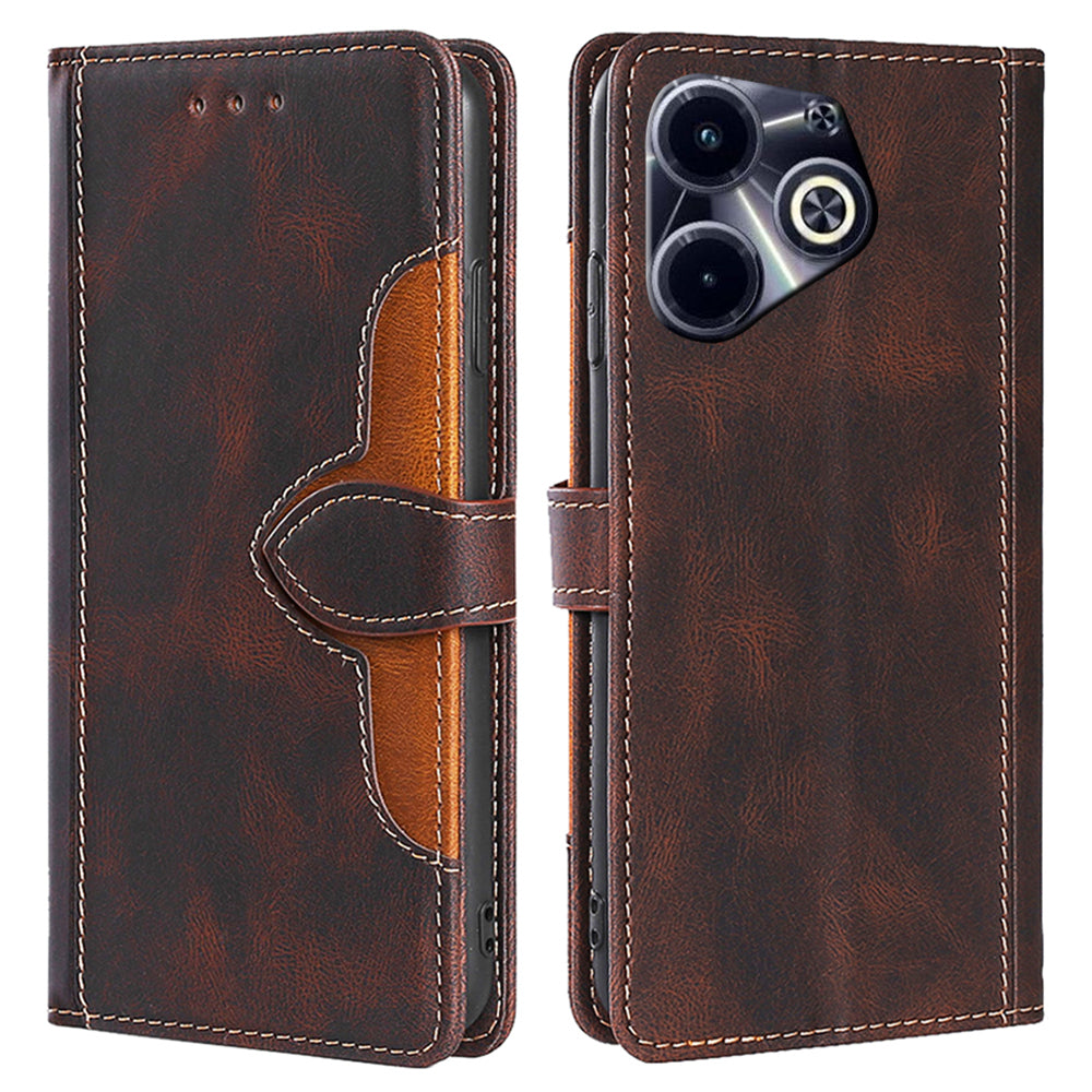 For Transsion Infinix Hot 40i Wallet Case Straw Hat Pattern Stand Leather Phone Cover
