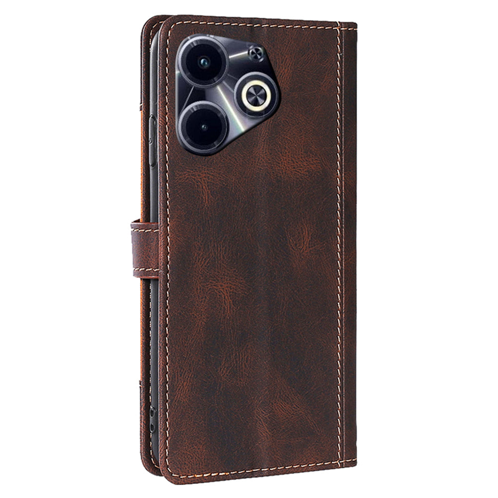 For Transsion Infinix Hot 40i Wallet Case Straw Hat Pattern Stand Leather Phone Cover