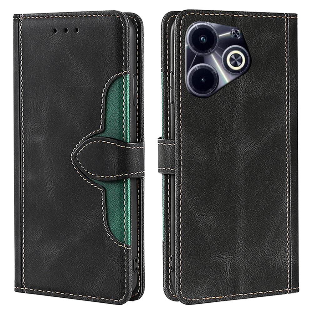 For Transsion Infinix Hot 40i Wallet Case Straw Hat Pattern Stand Leather Phone Cover