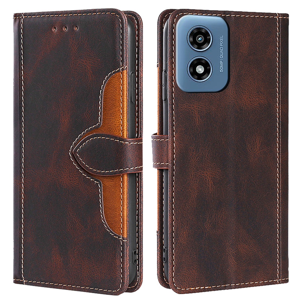 For Motorola Moto G Play (2024) 4G Case Skin-Feel Leather Wallet Stand Phone Cover