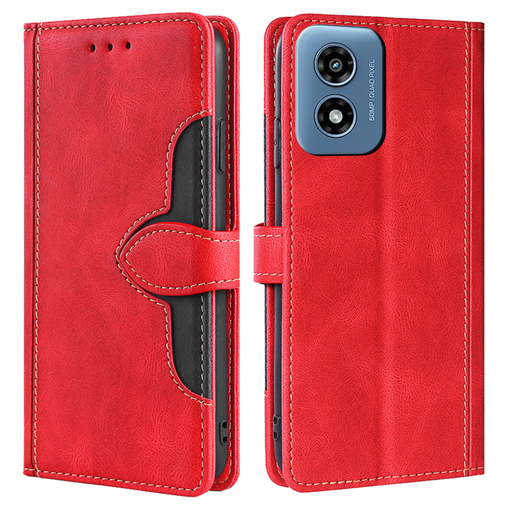For Motorola Moto G Play (2024) 4G Case Skin-Feel Leather Wallet Stand Phone Cover