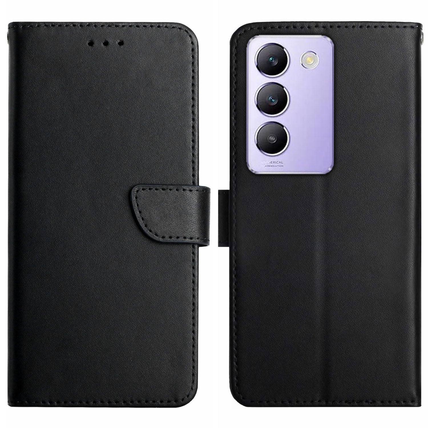 HT02 For vivo Y200e 5G / Y100 5G (Indonesia) / T3 5G Case Genuine Cow Leather Phone Wallet Cover