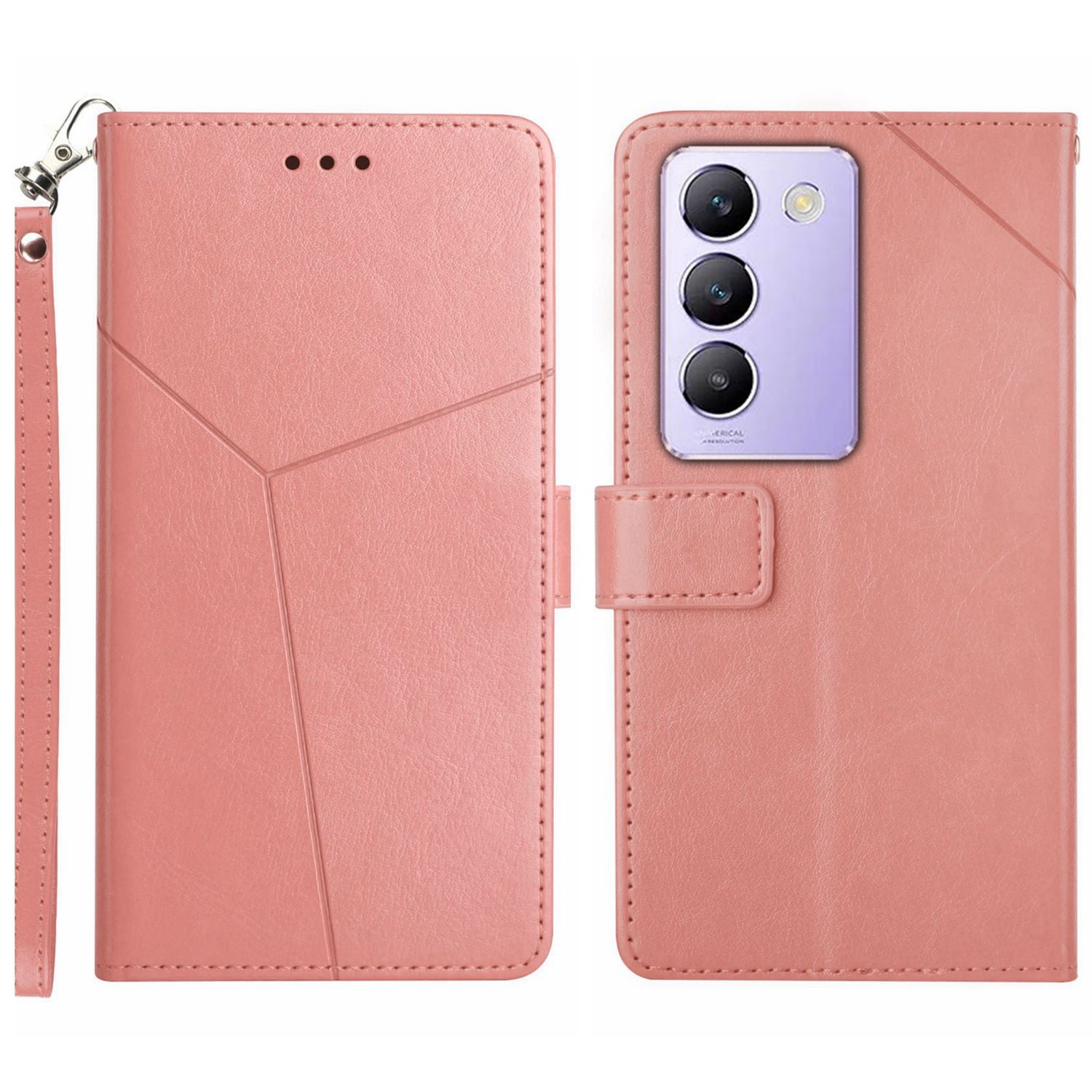 HT01 For vivo Y200e 5G / Y100 5G (Indonesia) / T3 5G Case Y-shaped Lines PU Leather Phone Cover