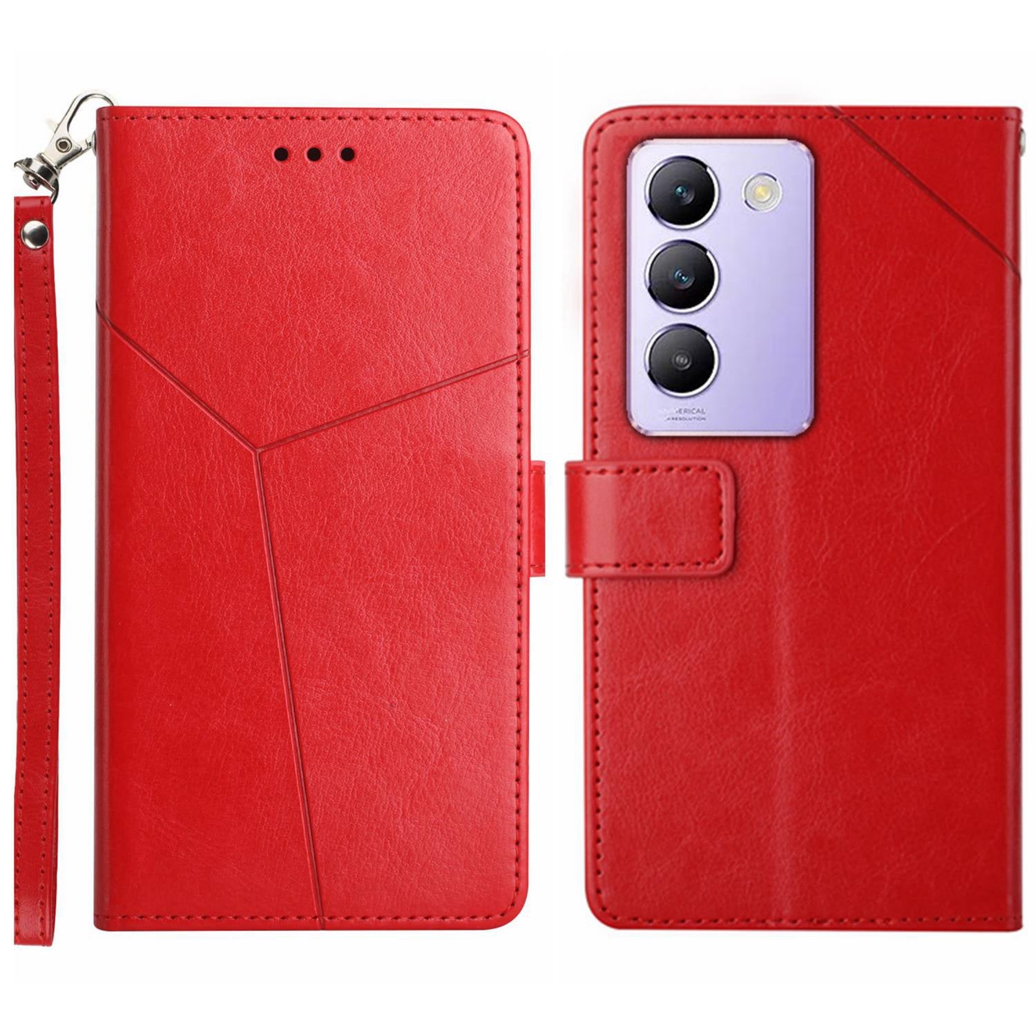 HT01 For vivo Y200e 5G / Y100 5G (Indonesia) / T3 5G Case Y-shaped Lines PU Leather Phone Cover