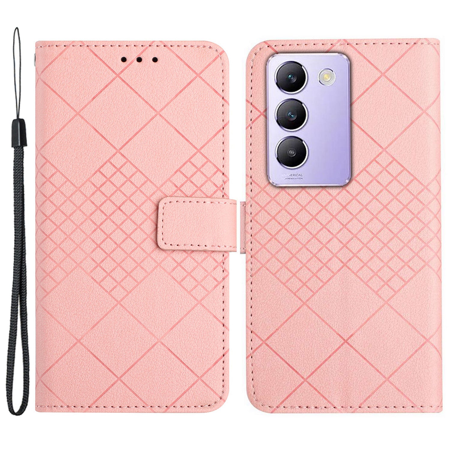 HT06 For vivo Y200e 5G / Y100 5G (Indonesia) / T3 5G Phone Case Rhombus Leather Wallet Cover