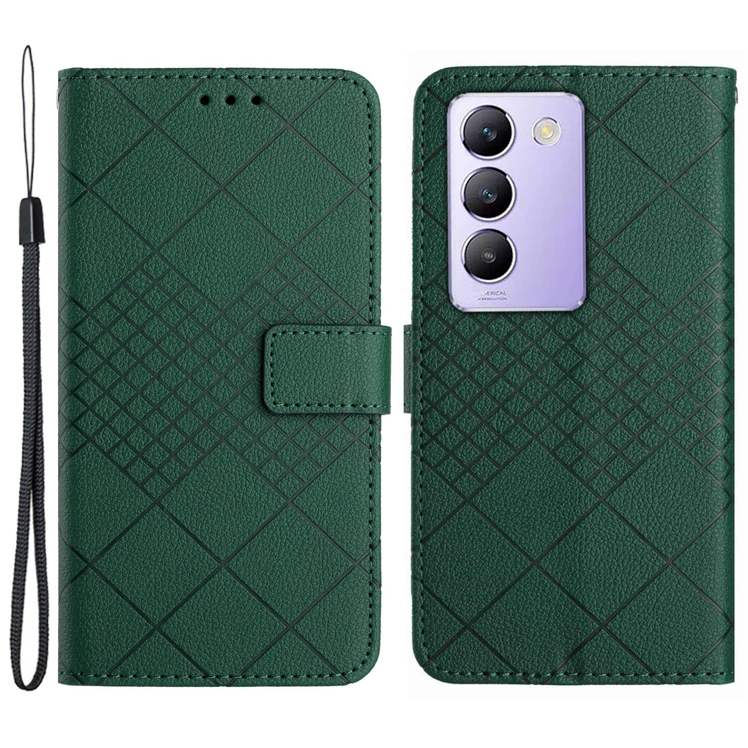 HT06 For vivo Y200e 5G / Y100 5G (Indonesia) / T3 5G Phone Case Rhombus Leather Wallet Cover