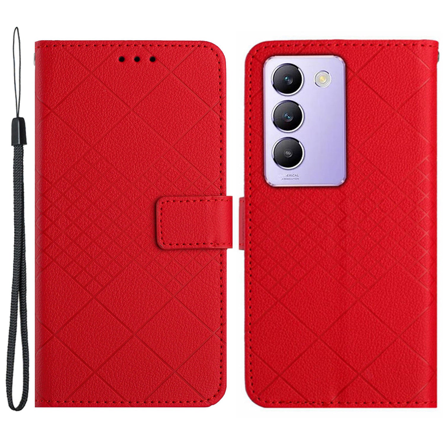 HT06 For vivo Y200e 5G / Y100 5G (Indonesia) / T3 5G Phone Case Rhombus Leather Wallet Cover