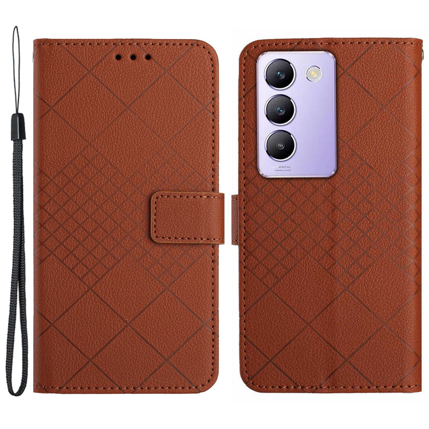 HT06 For vivo Y200e 5G / Y100 5G (Indonesia) / T3 5G Phone Case Rhombus Leather Wallet Cover