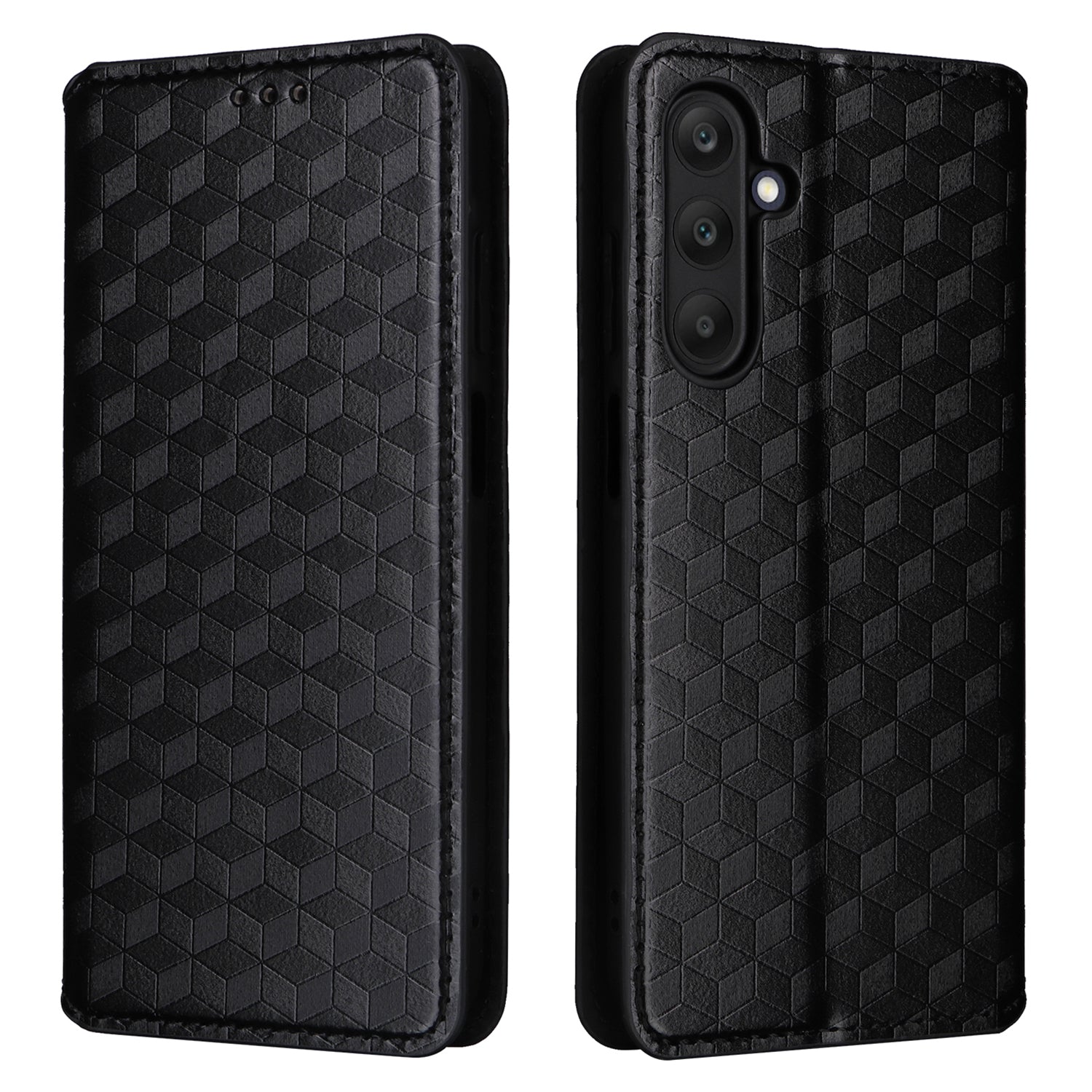For Samsung Galaxy M55 5G / C55 5G Wallet Case Rhombus Pattern Magnetic Closing Leather Phone Cover