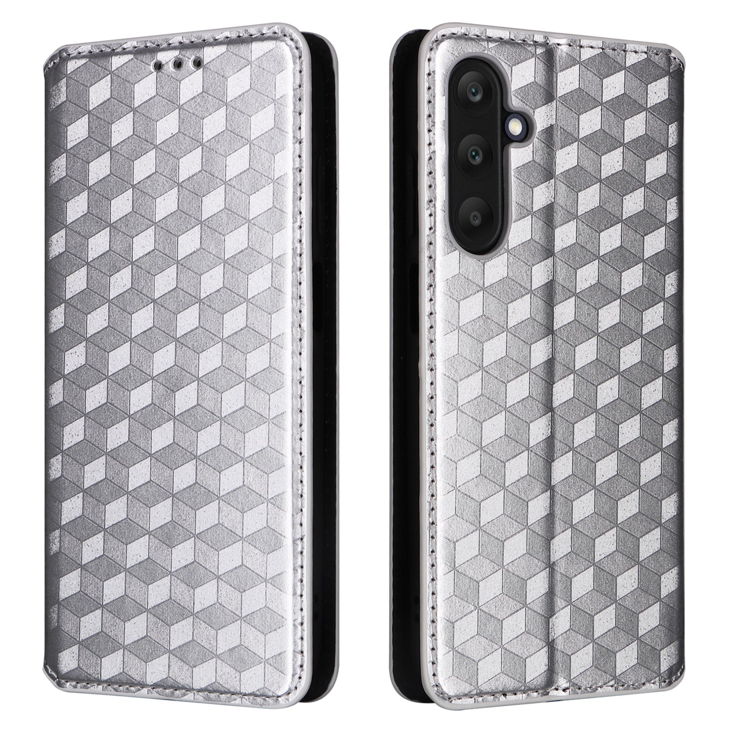 For Samsung Galaxy M55 5G / C55 5G Wallet Case Rhombus Pattern Magnetic Closing Leather Phone Cover