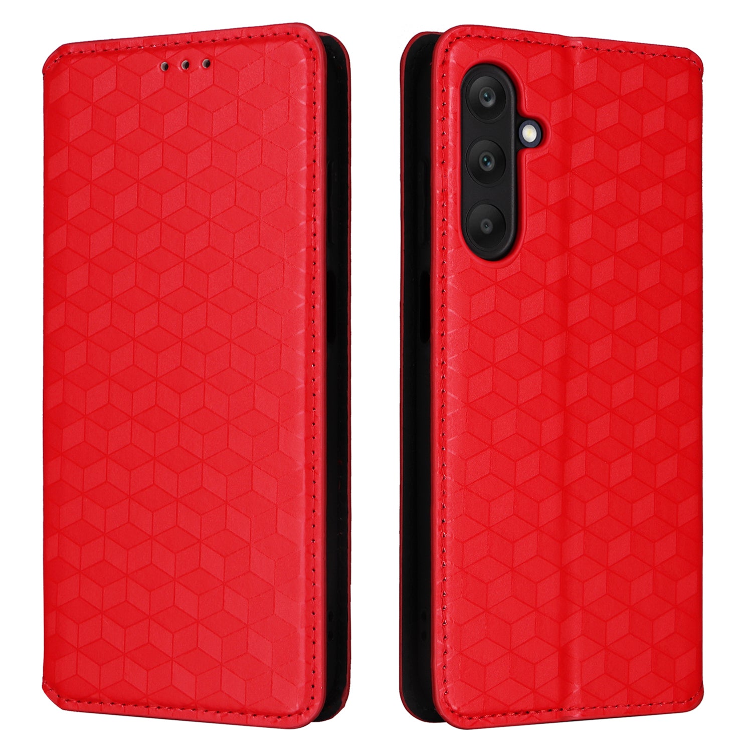For Samsung Galaxy M55 5G / C55 5G Wallet Case Rhombus Pattern Magnetic Closing Leather Phone Cover