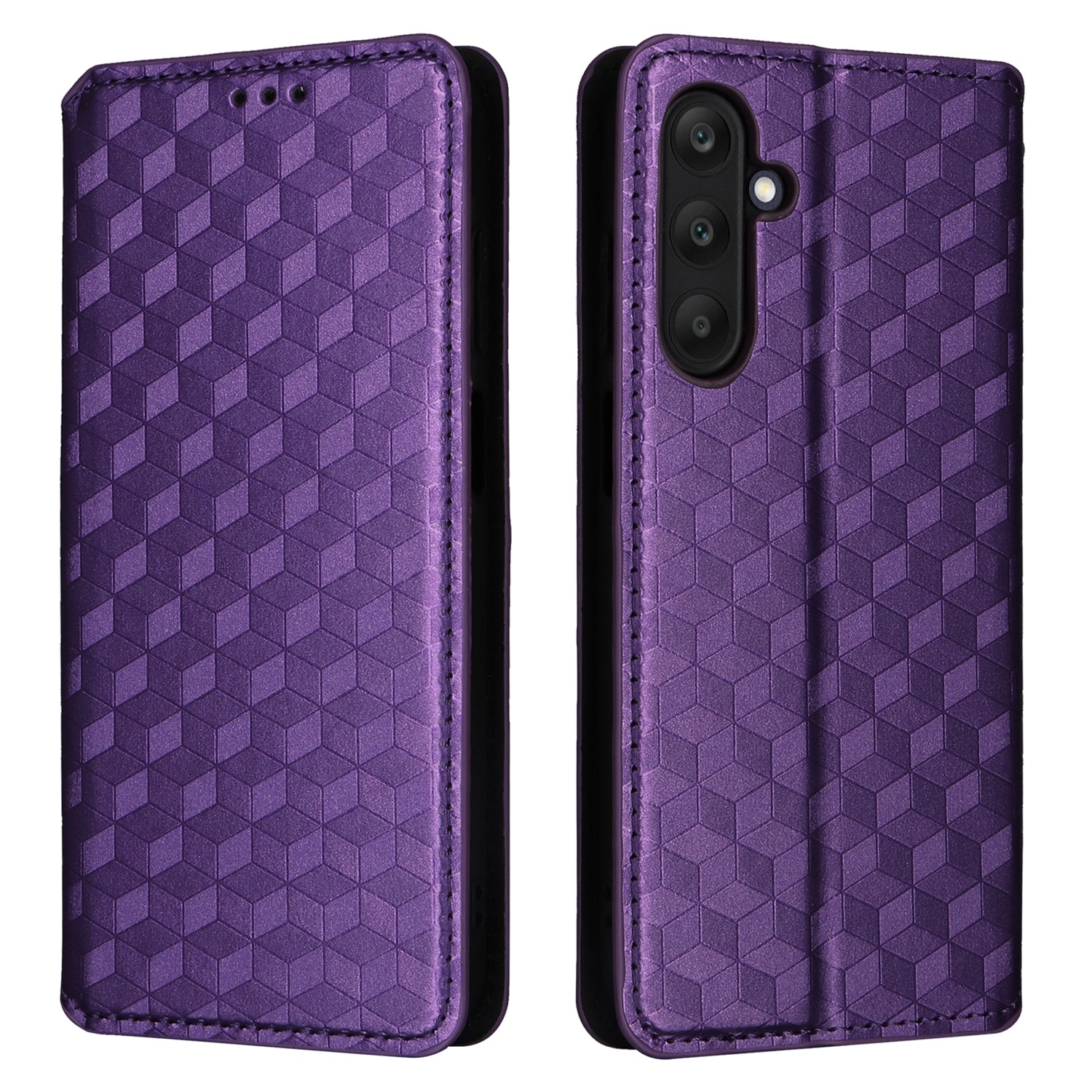 For Samsung Galaxy M55 5G / C55 5G Wallet Case Rhombus Pattern Magnetic Closing Leather Phone Cover