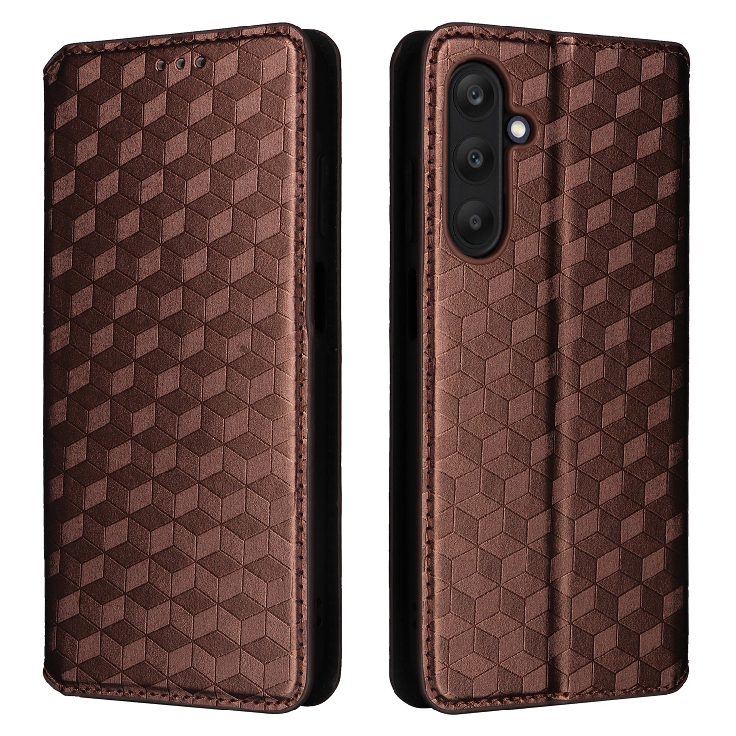 For Samsung Galaxy M55 5G / C55 5G Wallet Case Rhombus Pattern Magnetic Closing Leather Phone Cover