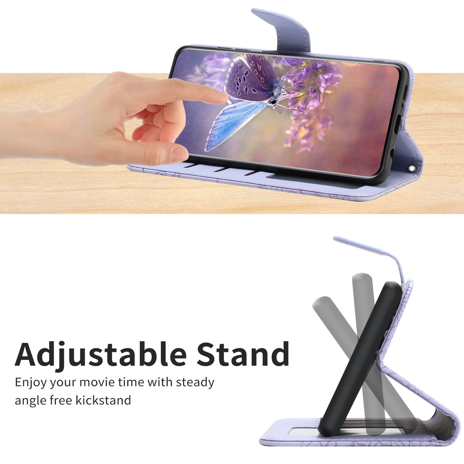 HT03 For Realme C65 4G PU Leather Phone Stand Case Imprinted Pattern Phone Wallet Cover with Hand Strap