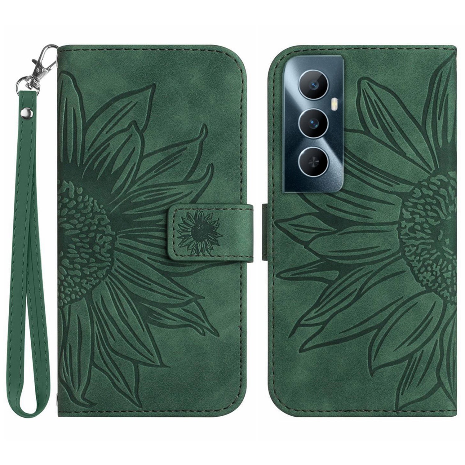 HT04 For Realme C65 4G Case Sunflower Leather Phone Cover with Wallet Stand