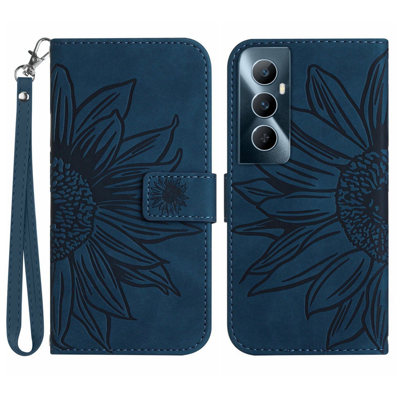 HT04 For Realme C65 4G Case Sunflower Leather Phone Cover with Wallet Stand