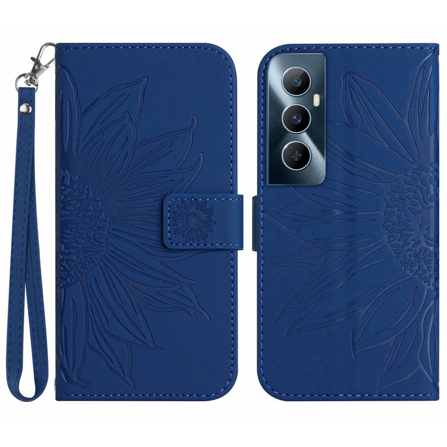 HT04 For Realme C65 4G Case Sunflower Leather Phone Cover with Wallet Stand