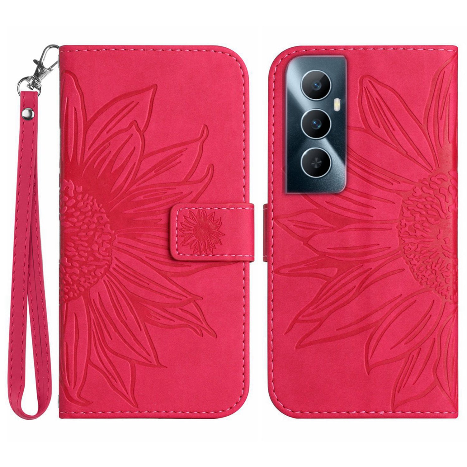 HT04 For Realme C65 4G Case Sunflower Leather Phone Cover with Wallet Stand