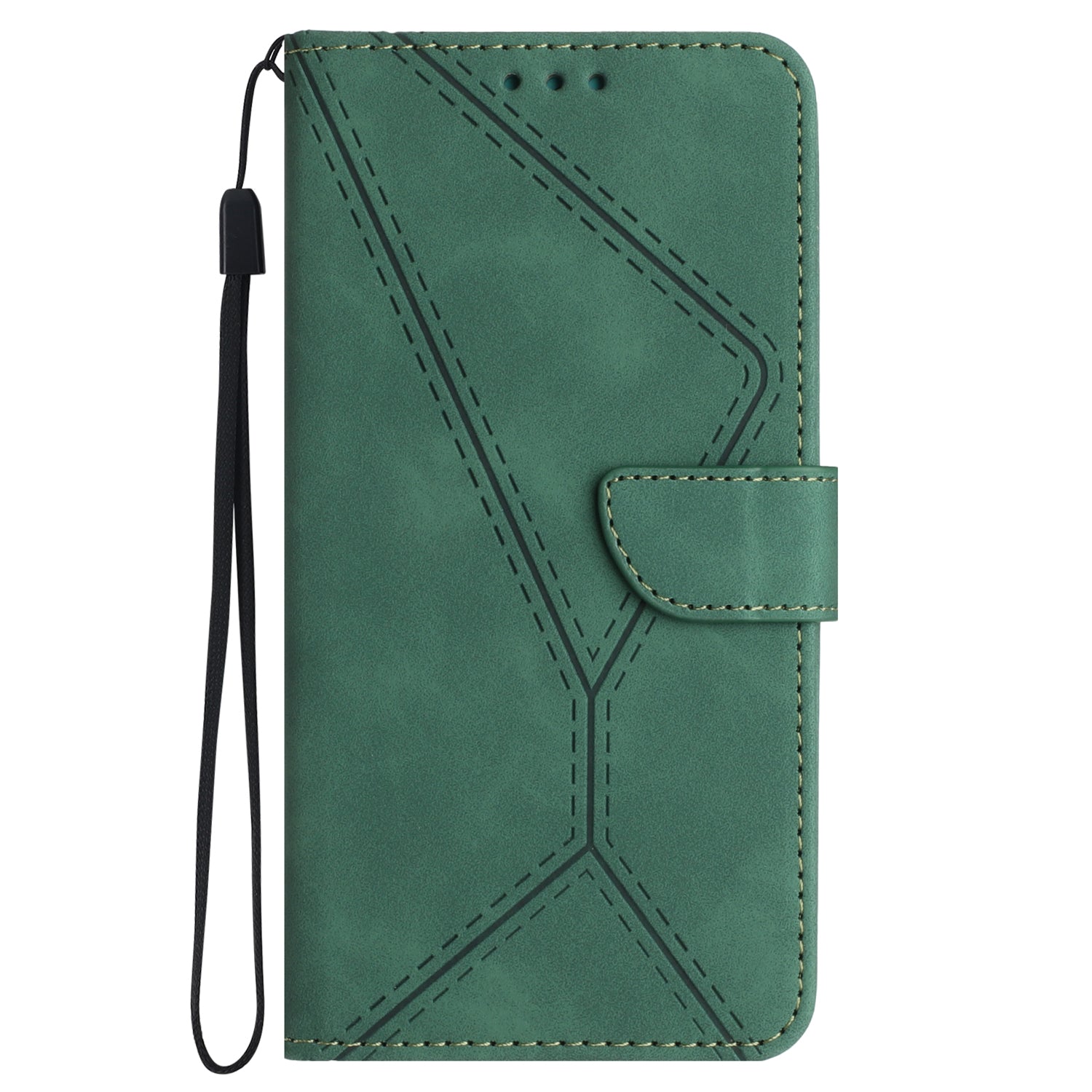HT05 For Realme C65 4G Case Lines Imprinted PU Leather Anti-fall Phone Cover