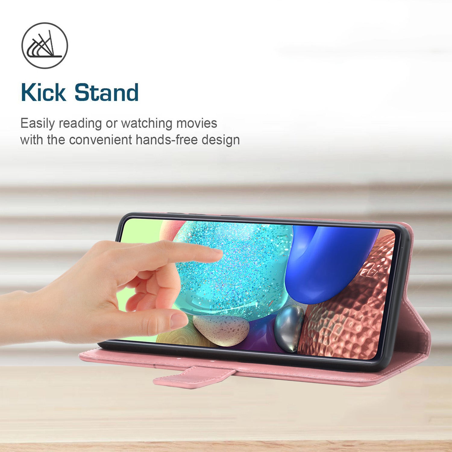 HT01 For Samsung Galaxy M55 5G Phone Cover Stand Wallet Leather Phone Stand Case Imprinted Design Shell