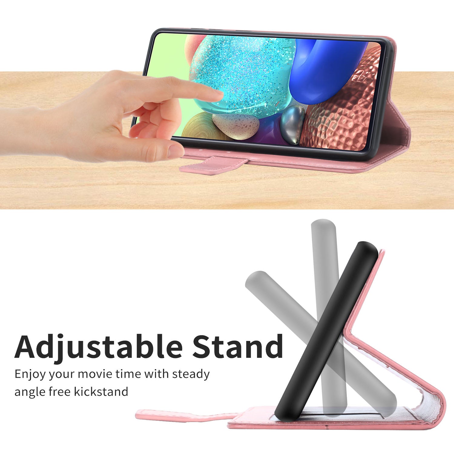 HT01 For Samsung Galaxy M55 5G Phone Cover Stand Wallet Leather Phone Stand Case Imprinted Design Shell