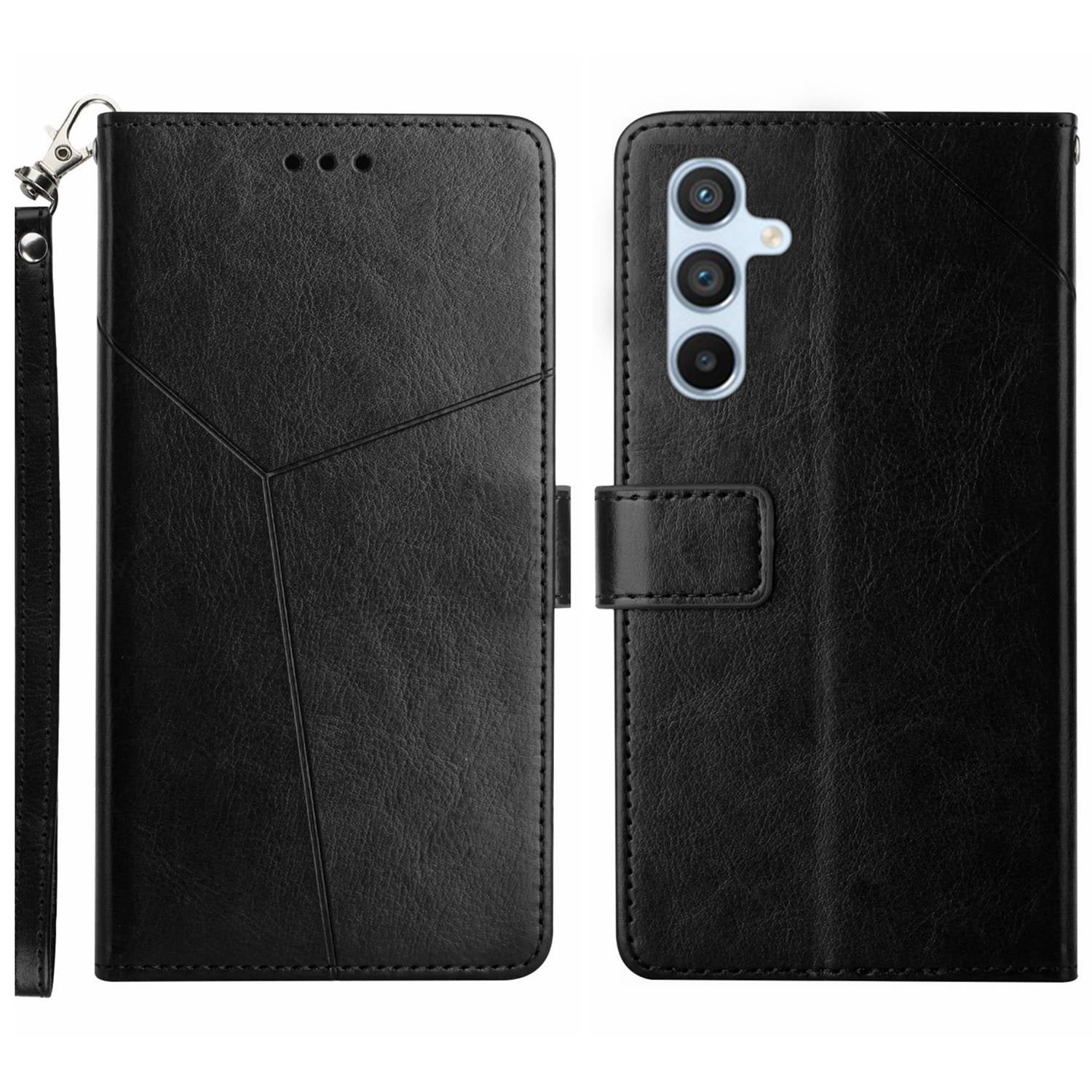 HT01 For Samsung Galaxy M55 5G Phone Cover Stand Wallet Leather Phone Stand Case Imprinted Design Shell