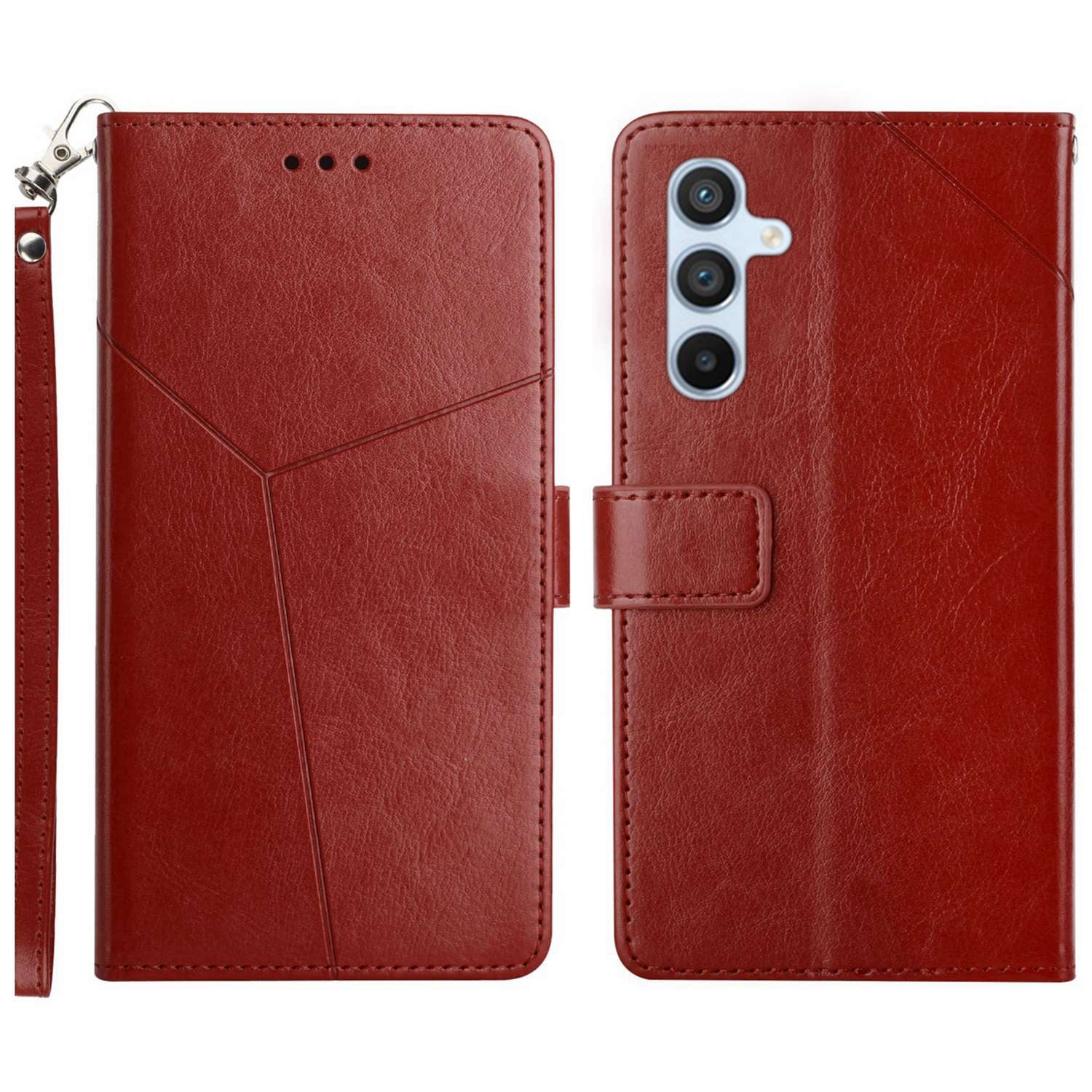 HT01 For Samsung Galaxy M55 5G Phone Cover Stand Wallet Leather Phone Stand Case Imprinted Design Shell
