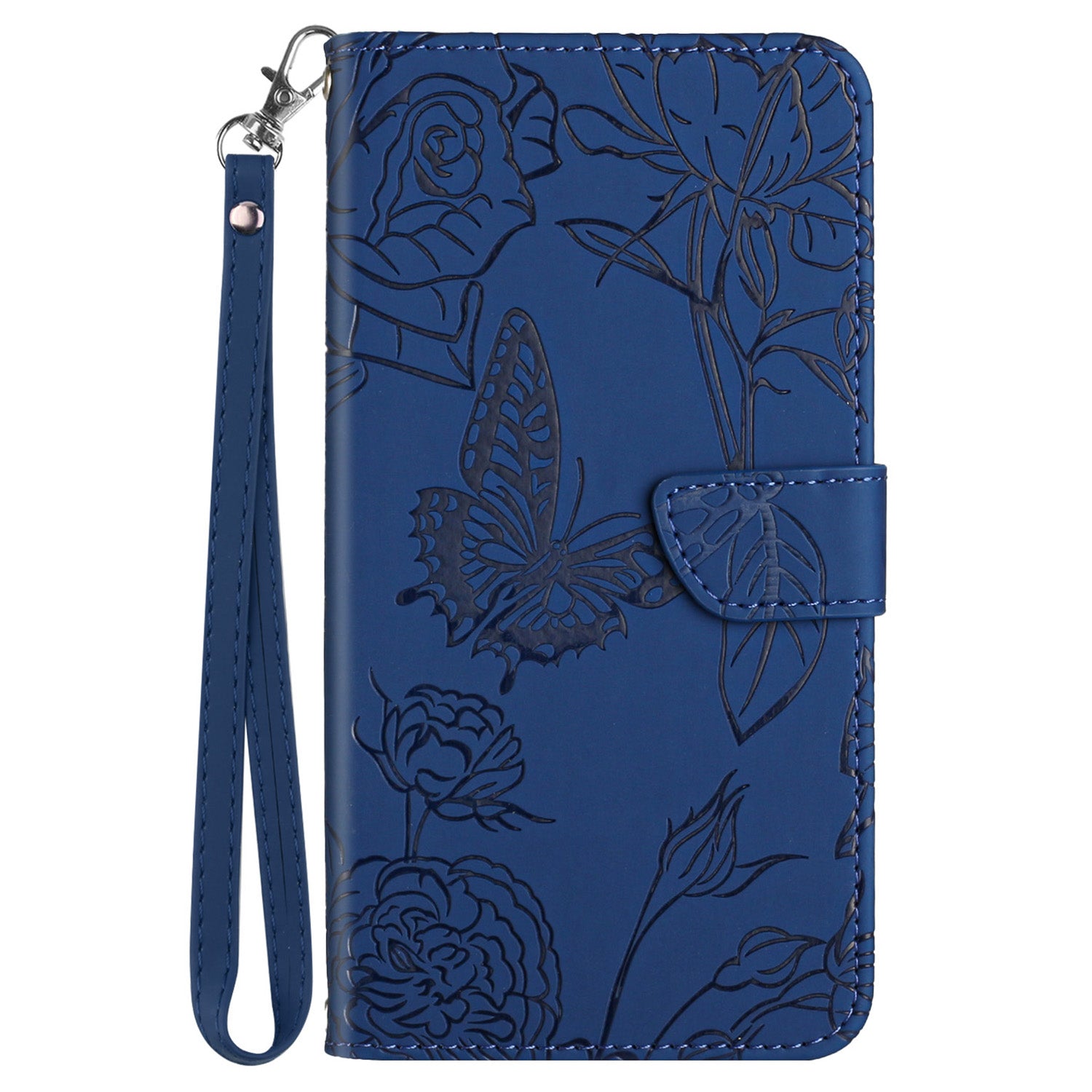 HT03 For Samsung Galaxy M55 5G Case Butterfly Flower Leather Wallet Phone Cover with Wrist Strap