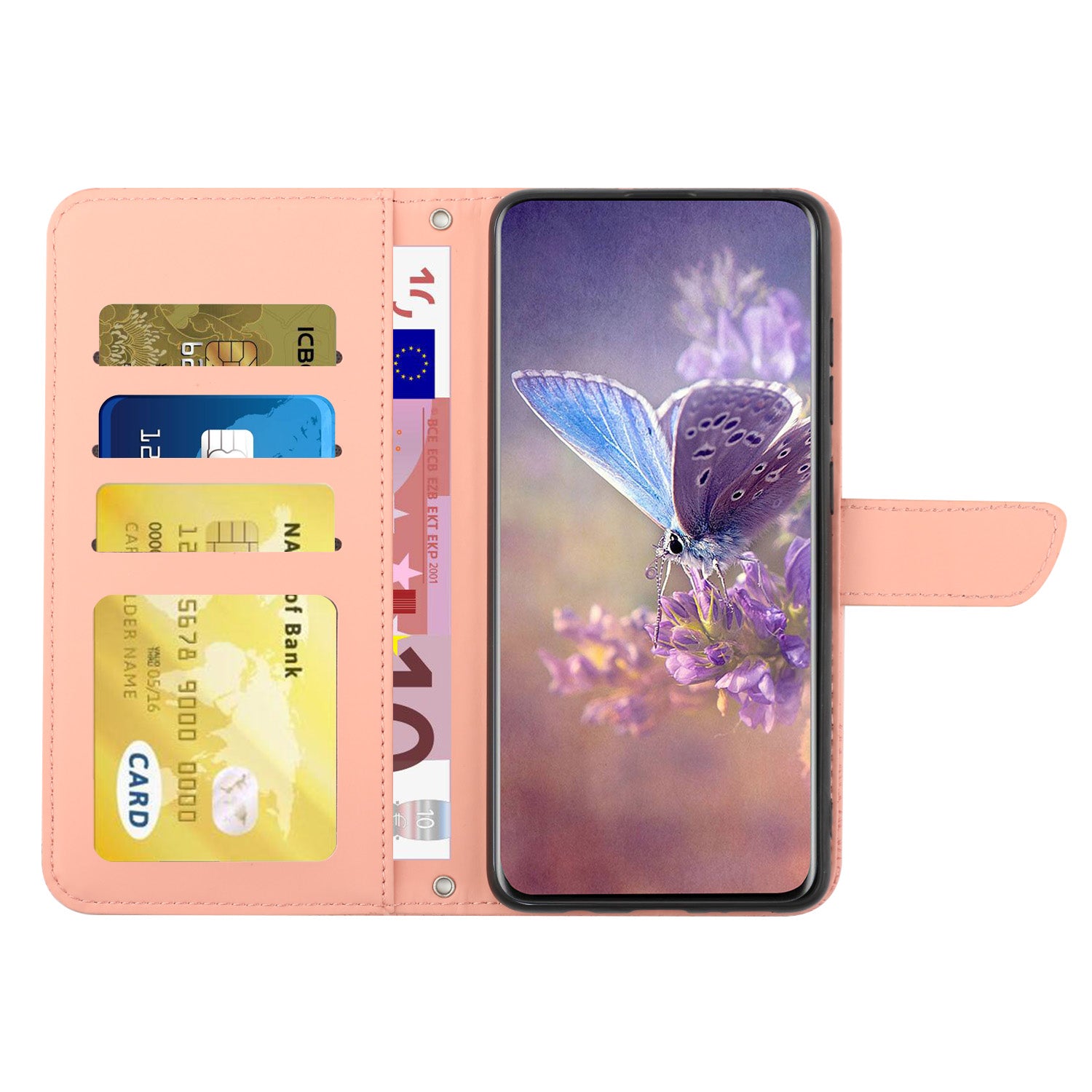 HT03 For iPhone SE (2024) Leather Case with Shoulder Strap Butterfly Wallet Phone Cover