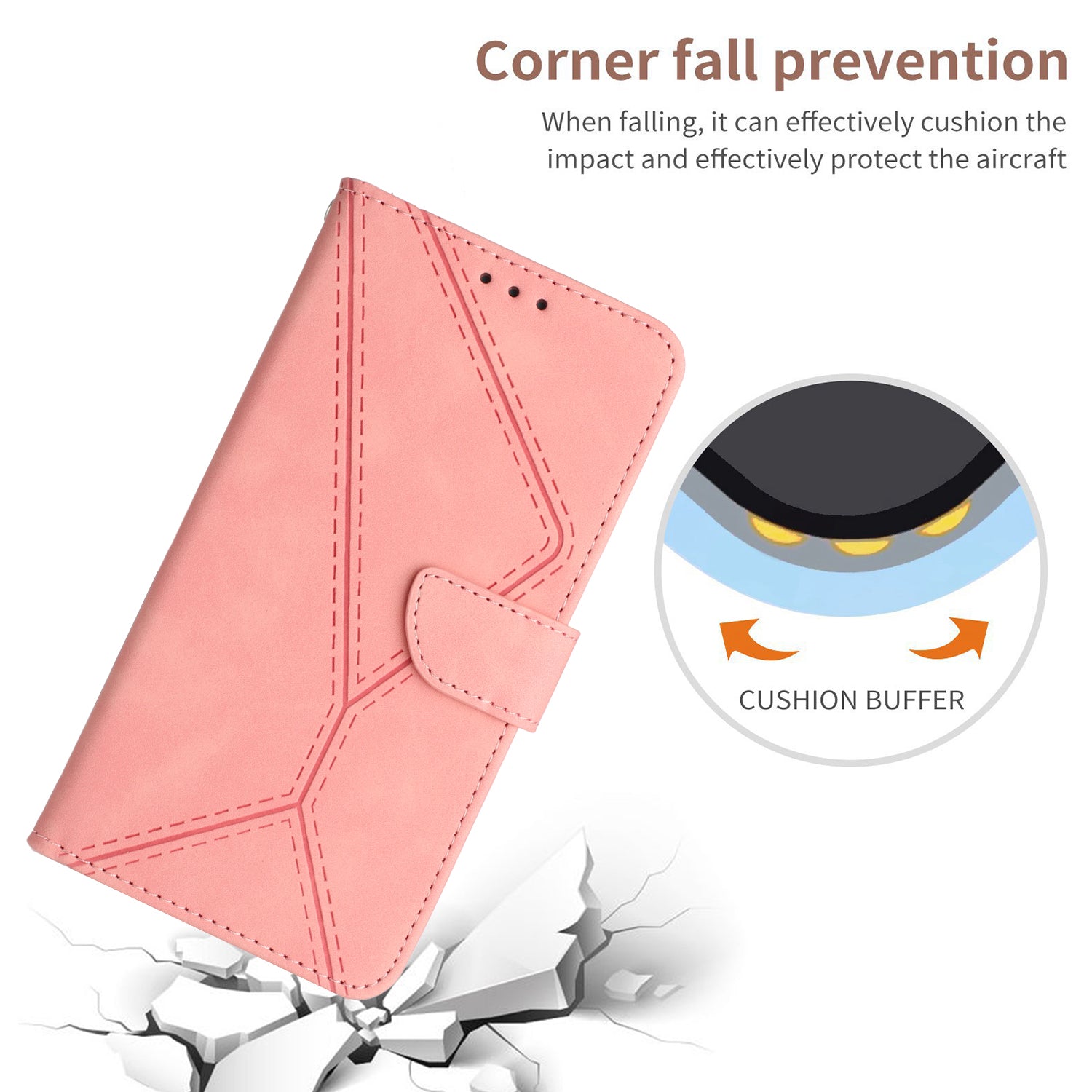 HT05 For iPhone SE (2024) Case Shockproof Lines Imprinted PU Leather Phone Cover