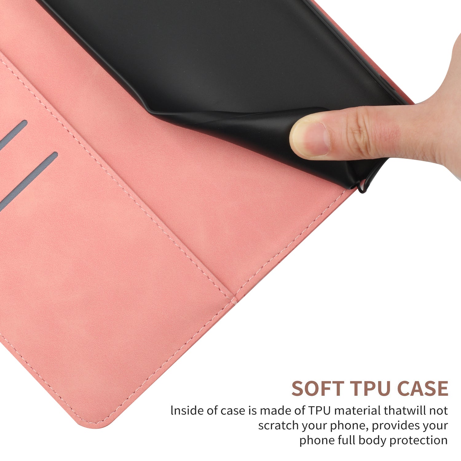 HT05 For iPhone SE (2024) Case Shockproof Lines Imprinted PU Leather Phone Cover