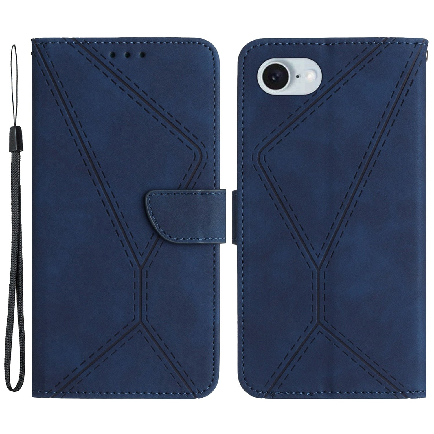 HT05 For iPhone SE (2024) Case Shockproof Lines Imprinted PU Leather Phone Cover