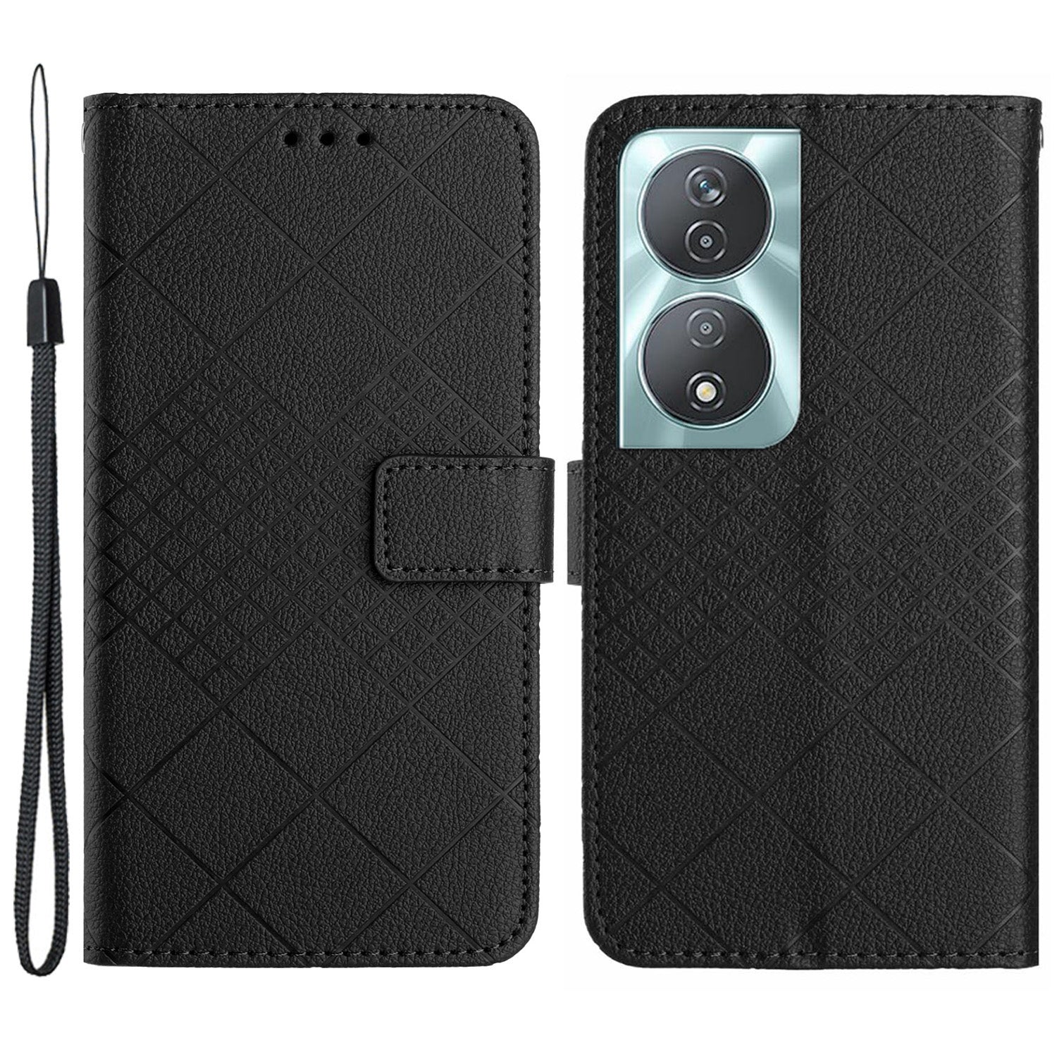 HT06 For Honor 90 Smart / X7b 4G Drop-proof Phone Case Shockproof PU Leather Wallet Cover
