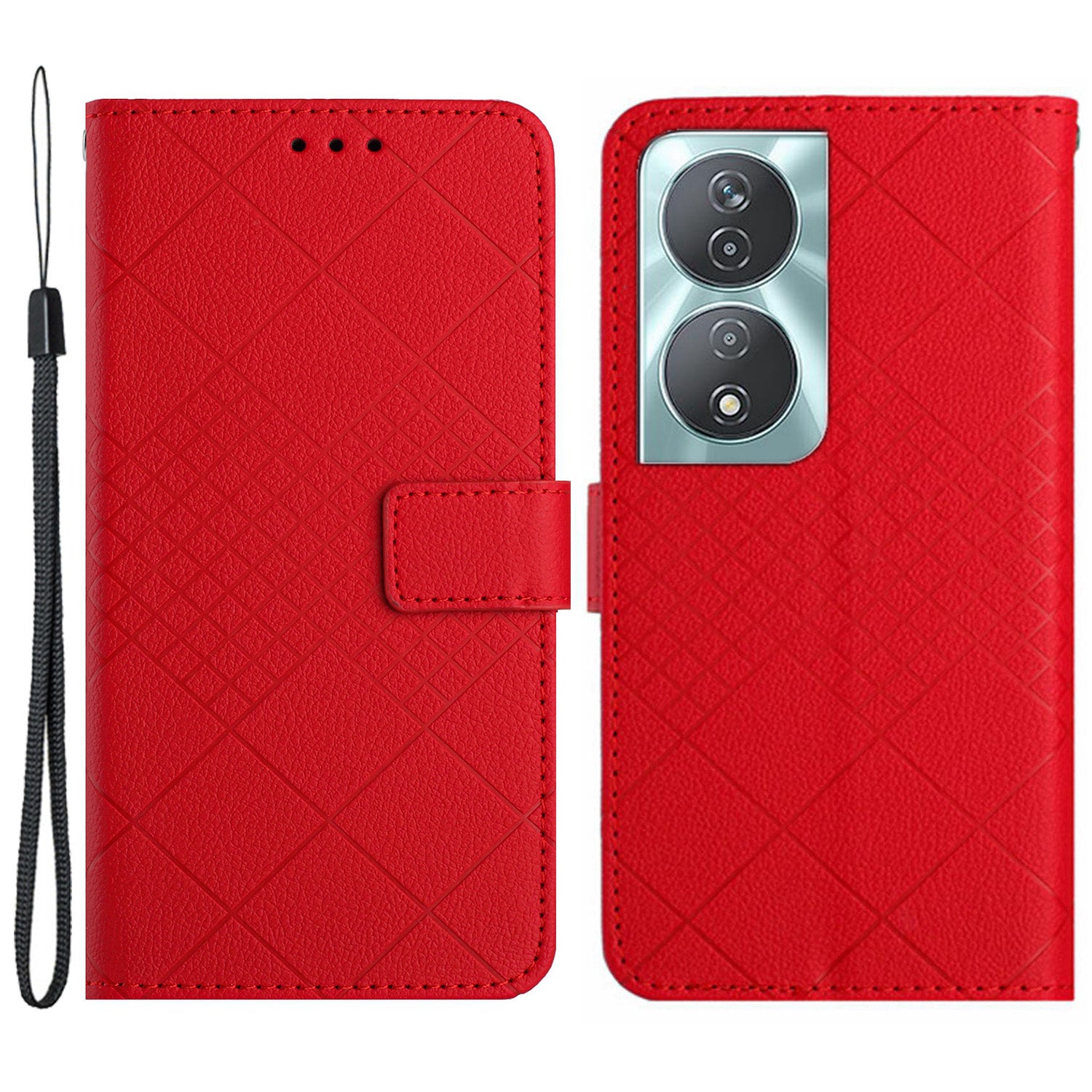 HT06 For Honor 90 Smart / X7b 4G Drop-proof Phone Case Shockproof PU Leather Wallet Cover