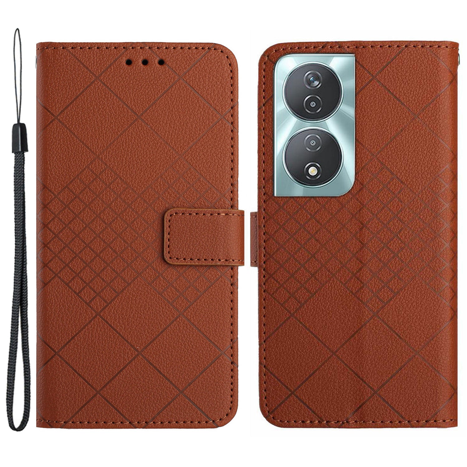 HT06 For Honor 90 Smart / X7b 4G Drop-proof Phone Case Shockproof PU Leather Wallet Cover