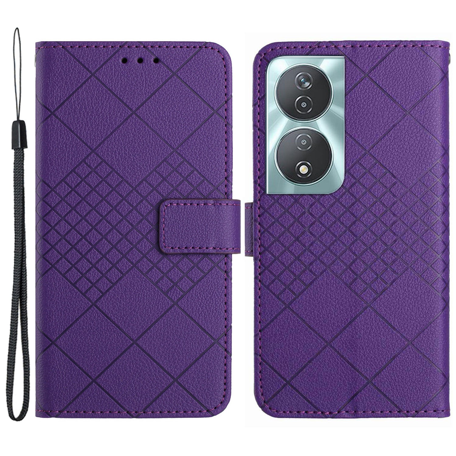 HT06 For Honor 90 Smart / X7b 4G Drop-proof Phone Case Shockproof PU Leather Wallet Cover