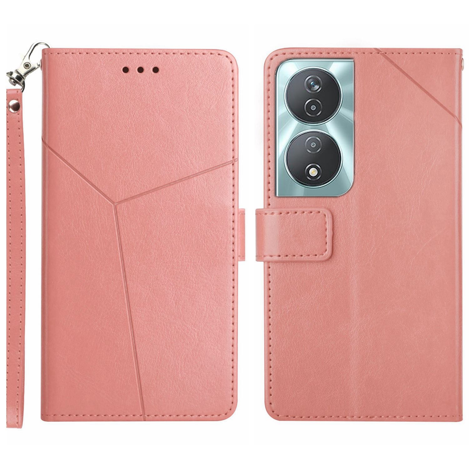 HT01 For Honor 90 Smart Flip Case Imprinted Y-shaped Lines Wallet Leather Phone Cover