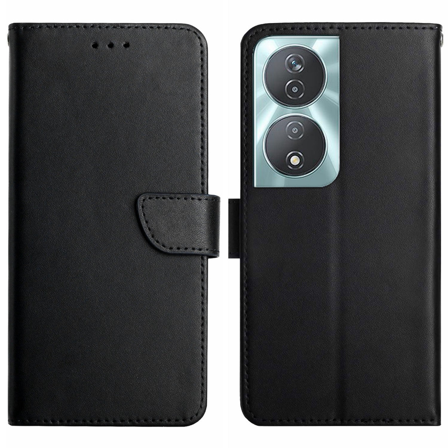 HT02 For Honor 90 Smart Cell Phone Cases Nappa Texture Genuine Cow Leather Stand Cover