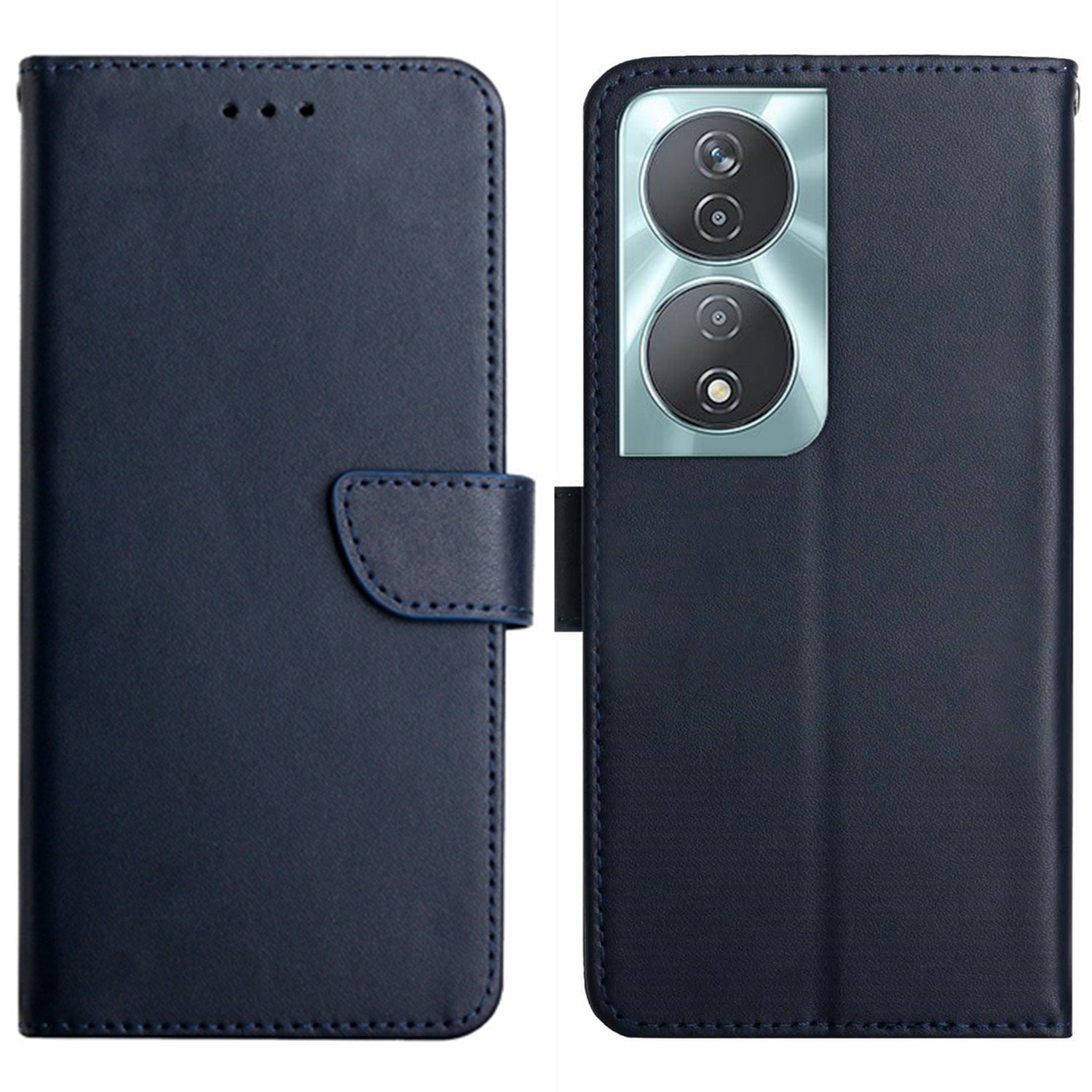 HT02 For Honor 90 Smart Cell Phone Cases Nappa Texture Genuine Cow Leather Stand Cover
